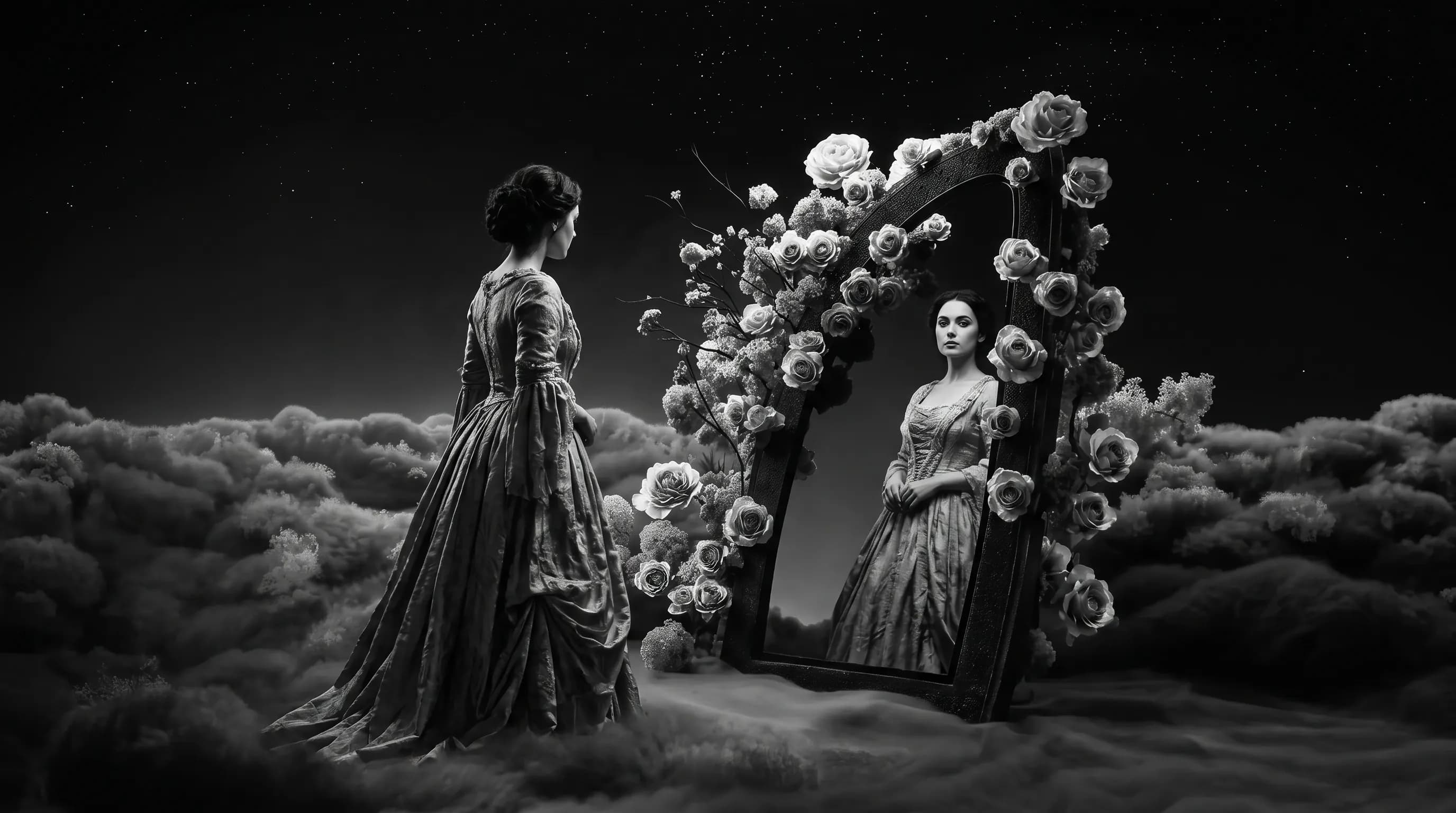 lady looking at mirror