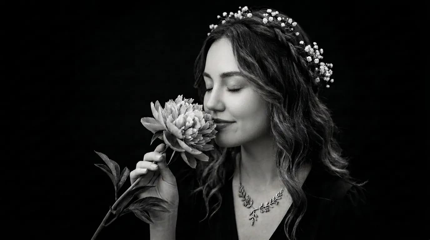 lady with flower