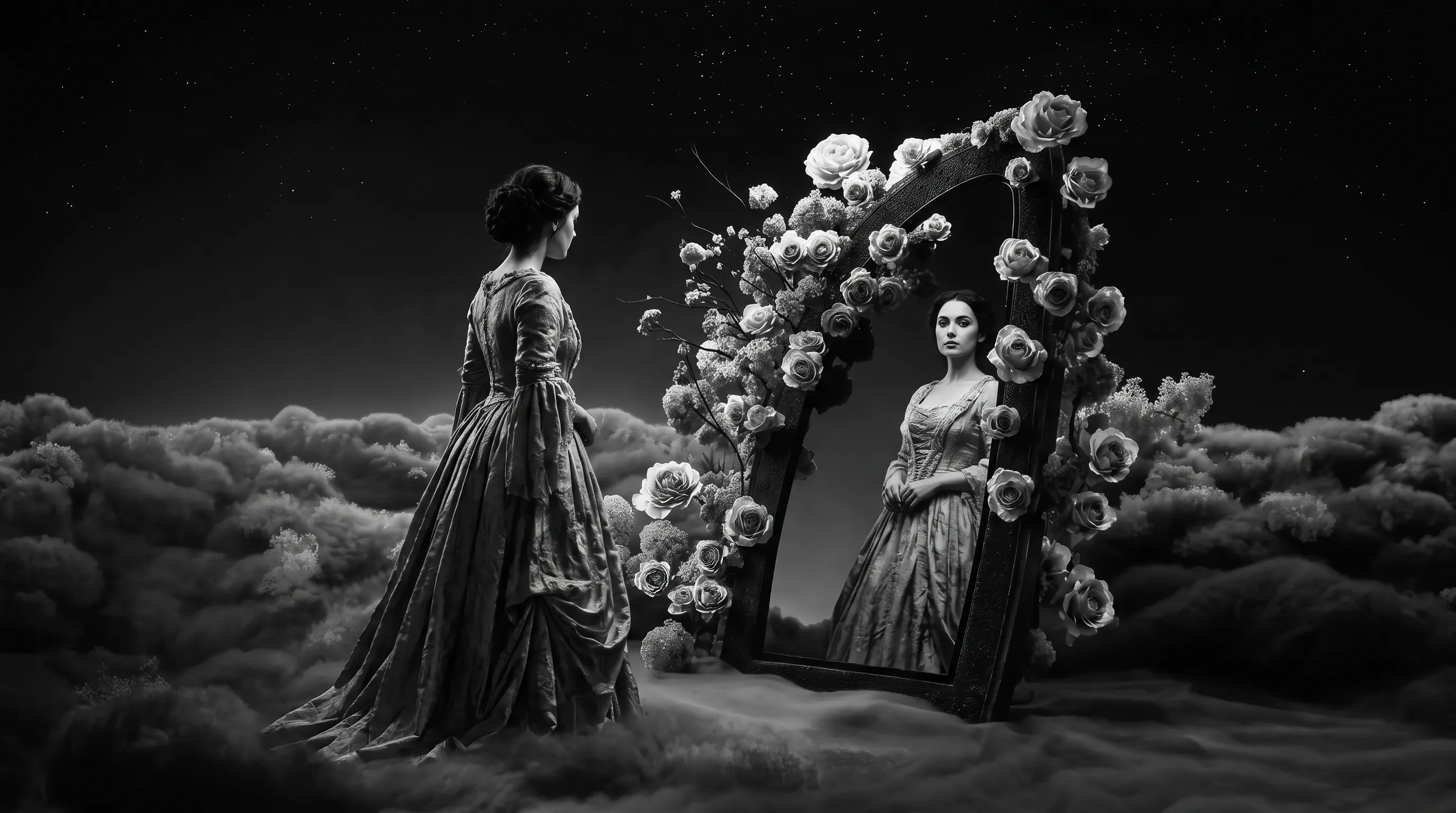 lady looking at mirror