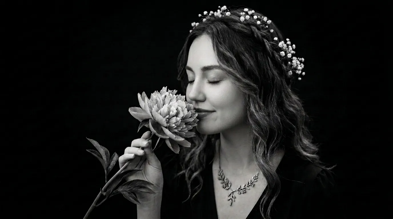 lady with flower